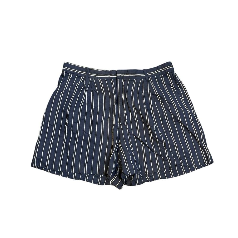 Time and True Striped Linen Blend Shorts XL 16-18 Nautical Coastal Casual Chic